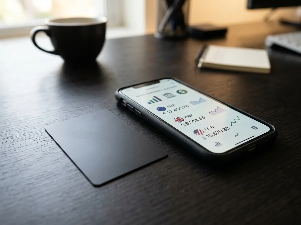 Karta walutowa i telefon z saldem konta firmowego w euro i dolarach
