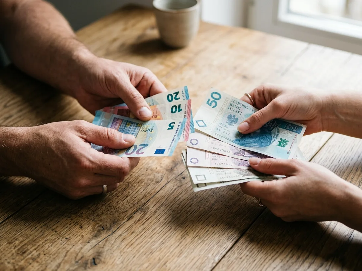 Wymiana banknotów euro na złotówki — kantor internetowy dla firmy robi to samo bez wychodzenia z biura